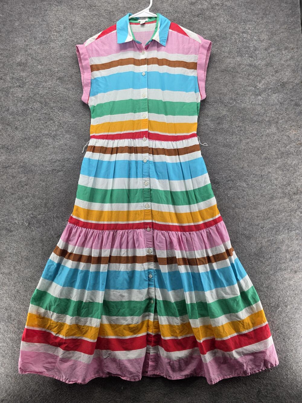 J.CREW Dress Womens 0 Multicolor Shirt Dress Collared Button Striped Cotton